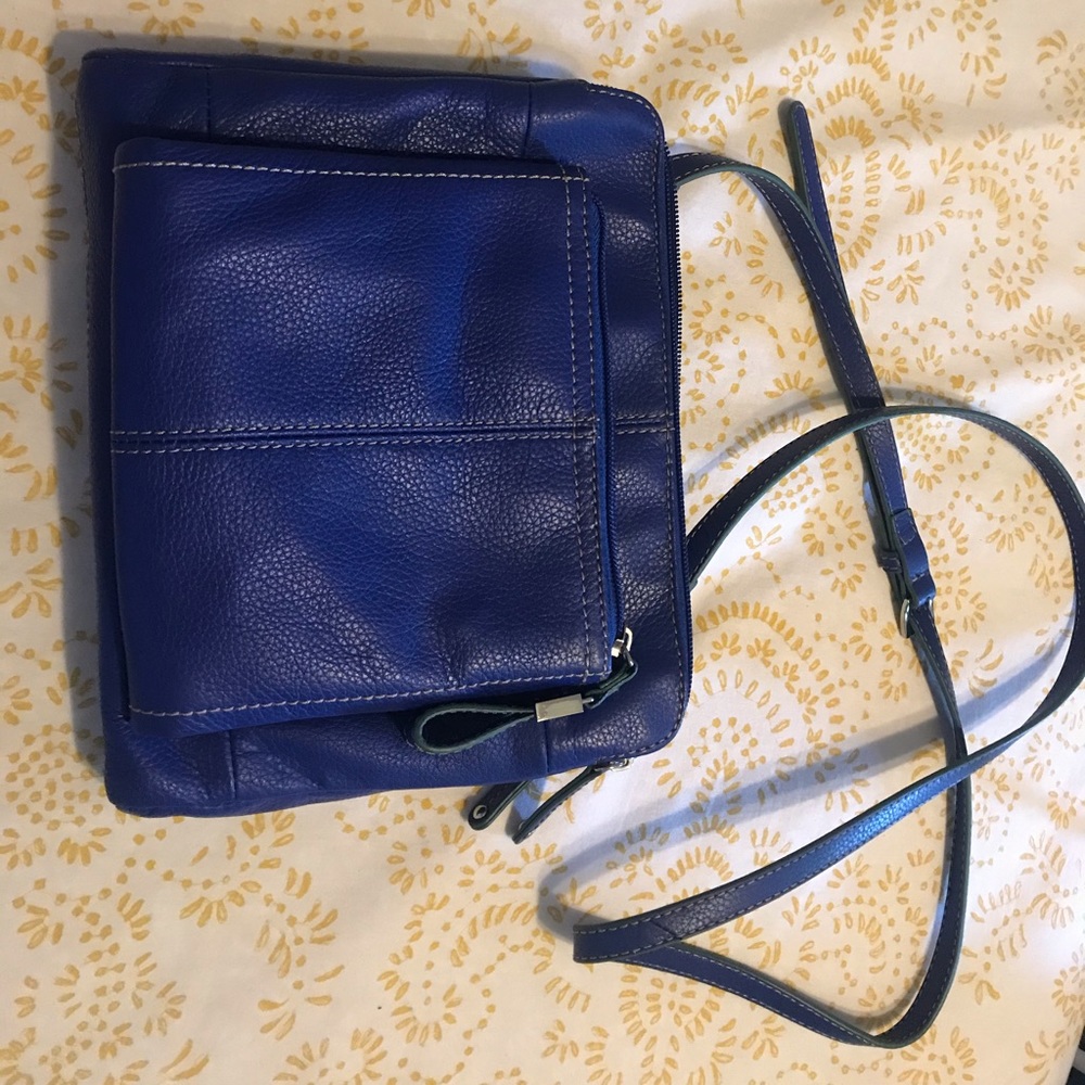 Tignanello Blue Leather Cross Body Bag